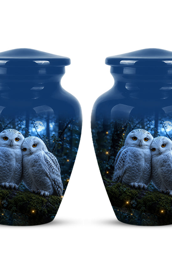 Snowy Owl Cremation Urn - Majestic Blue Memorial Urns For Human Ashes