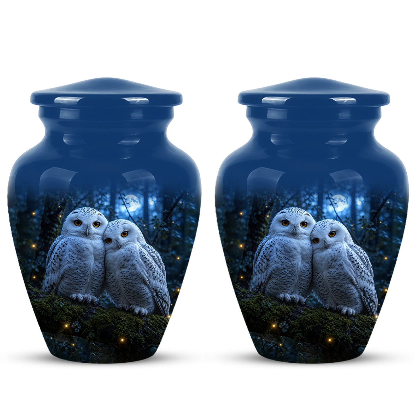 Snowy Owl Cremation Urn - Majestic Blue Memorial Urns For Human Ashes