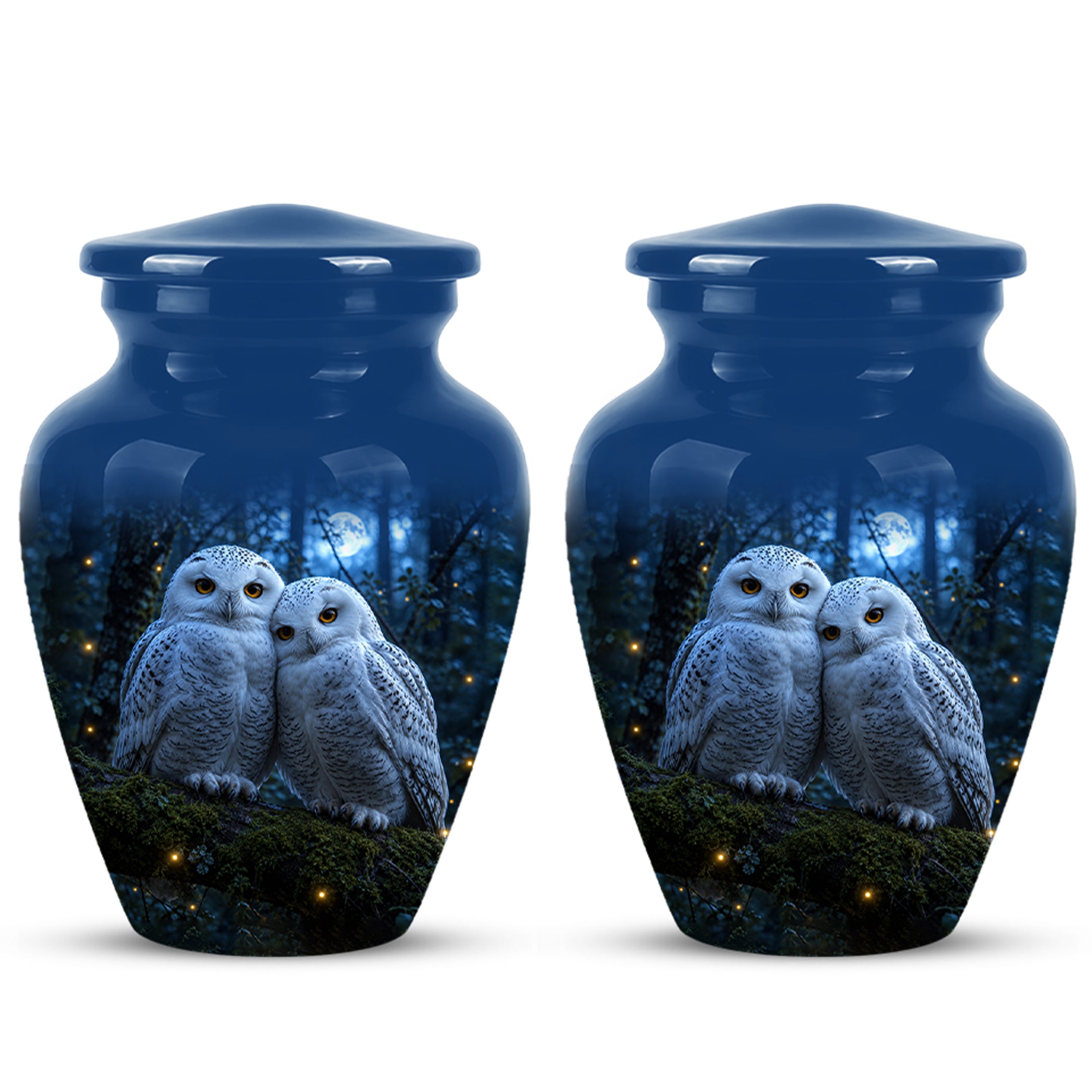 Snowy Owl Cremation Urn - Majestic Blue Memorial Urns For Human Ashes