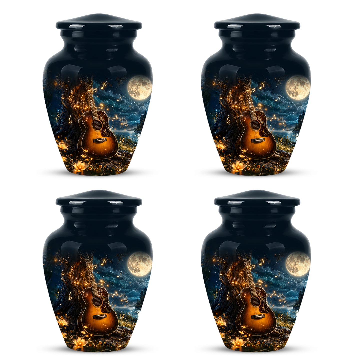 Artistic Guitar Cremation Urn - Starry Night Keep Urn For Music Lovers