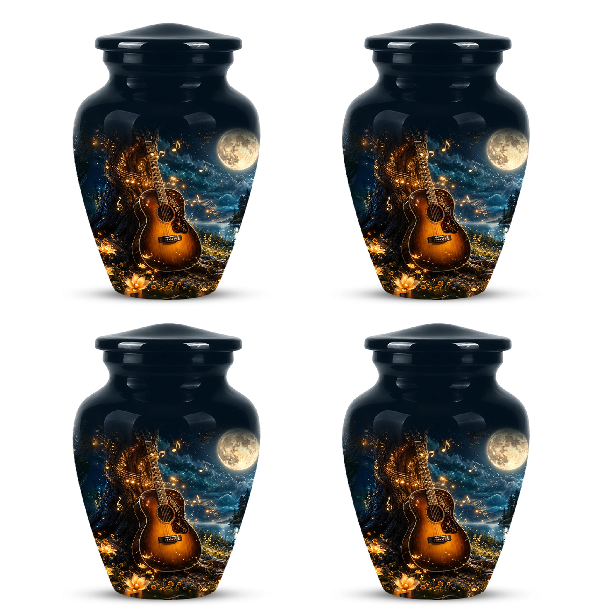 Artistic Guitar Cremation Urn - Starry Night Keep Urn For Music Lovers