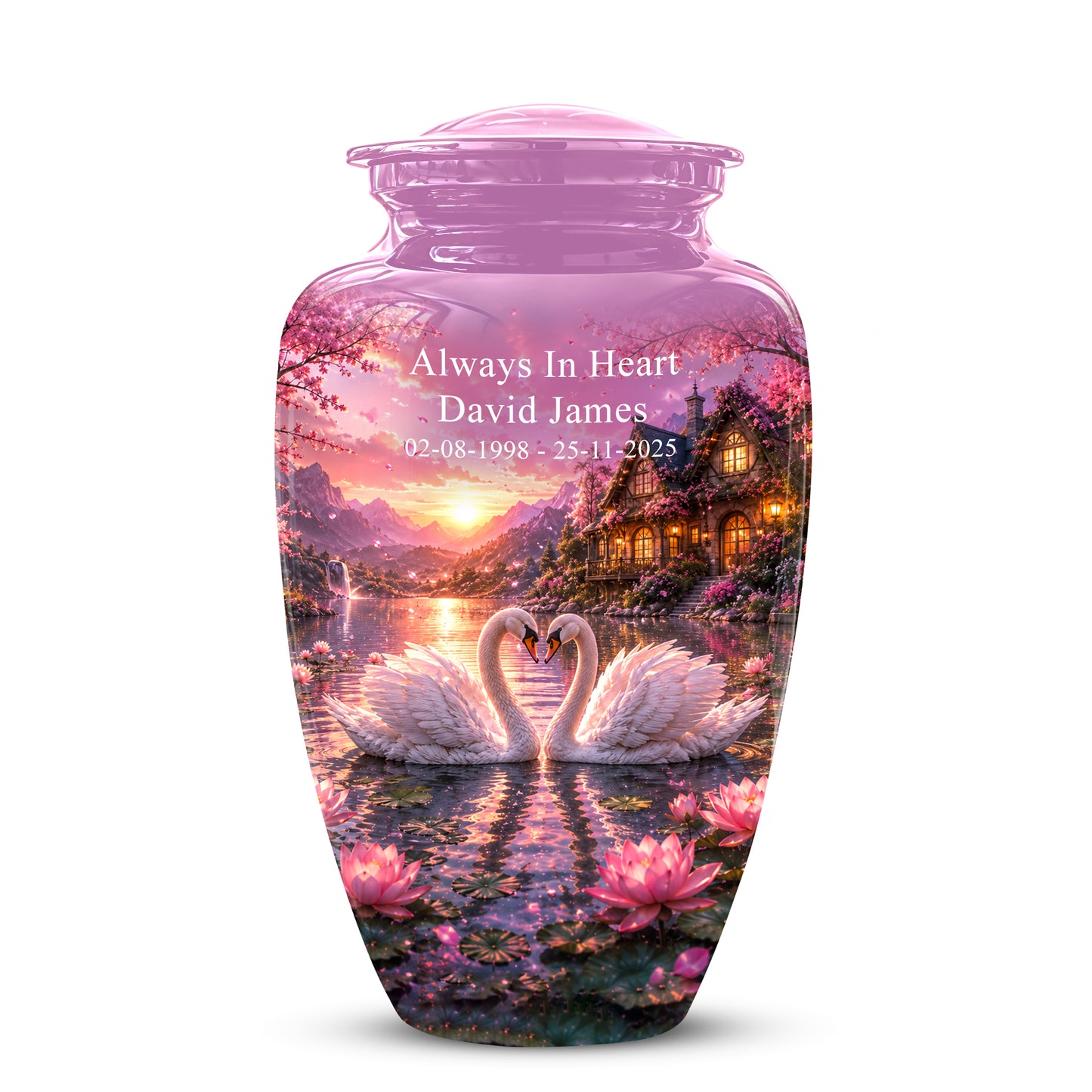 Couple Swan Memorial Urn - Peaceful Classic Urn For Lover's Ashes