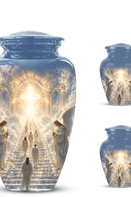 Heaven’s Gate Cross Cremation Urn – Angel Memorial Urn For Human Ashes