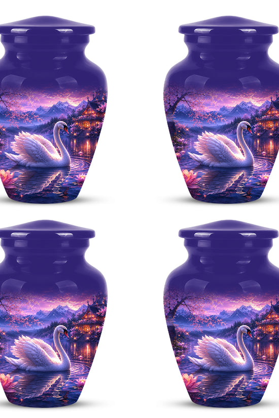 Swan & Cherry Blossom Serenade Urn - Beautiful Custom Urns For Ashes