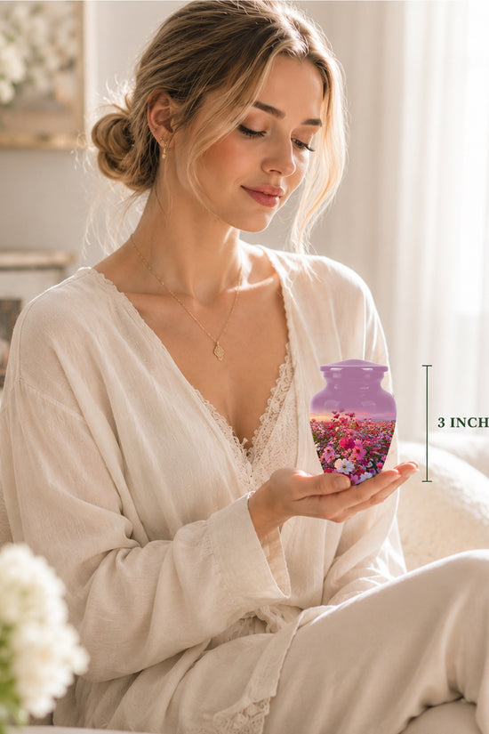 Flower Field Cremation Urn - Decorative Premium Funeral Urns On Sale