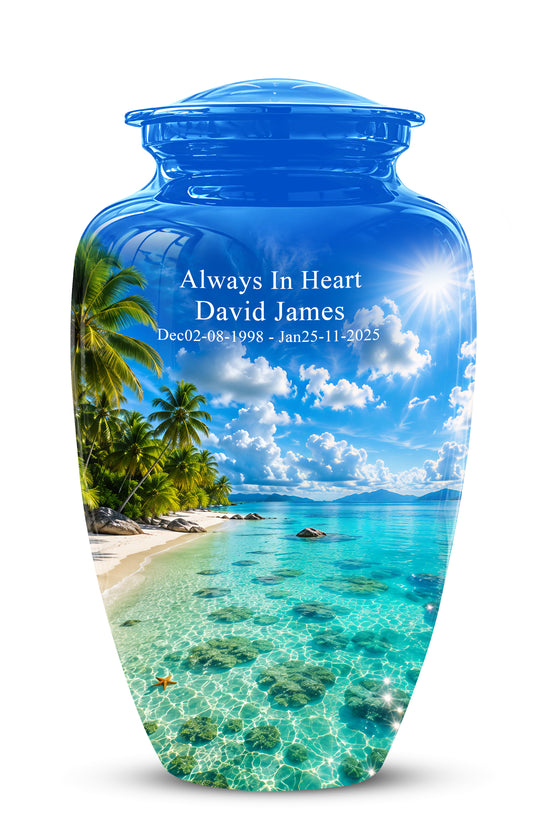 Beach Themed Memorial Urn - Beautifully Handcrafted Urns For Human Ash