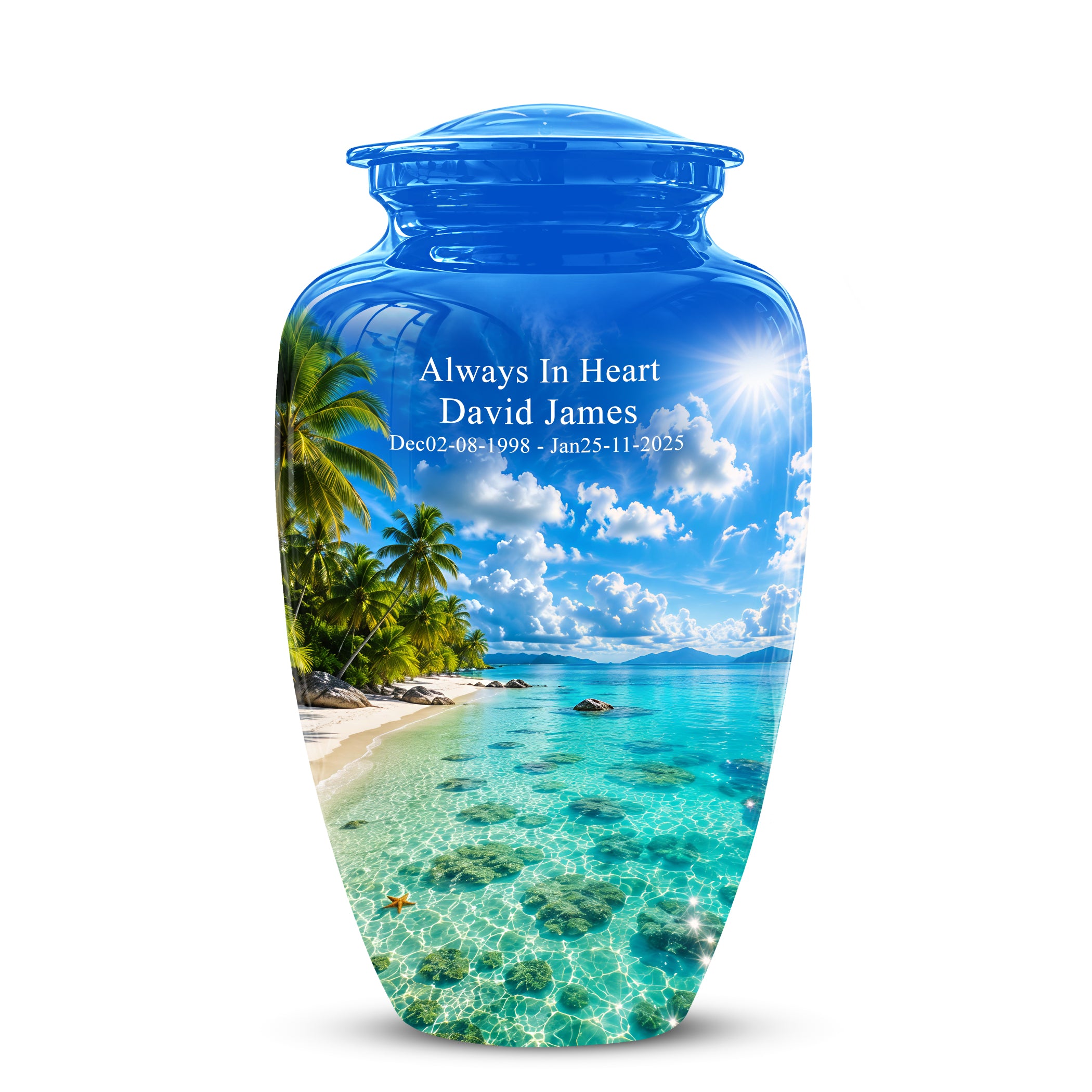 Beach Themed Memorial Urn - Beautifully Handcrafted Urns For Human Ash