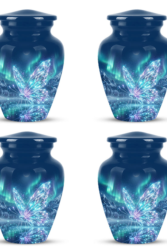 Glowing Butterfly Cremation Urn - Beautiful Blue Memorial Urns For Mom