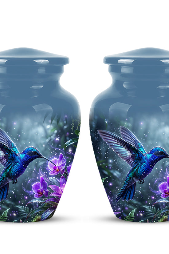 Flying Blue Hummingbird Urn - Majestic Memorial Urns For Human Ashes