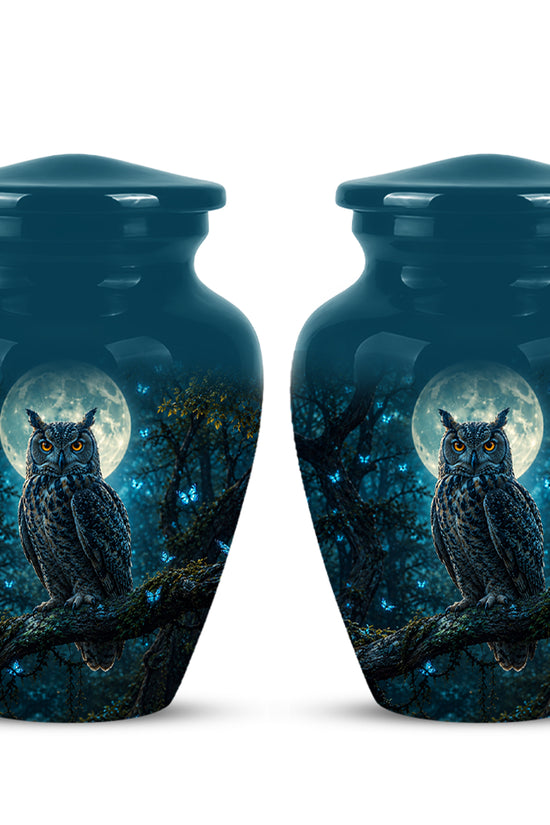 Majestic Horned Owl Burial Urn - Moonlight Owl Funeral Urns For Ashes