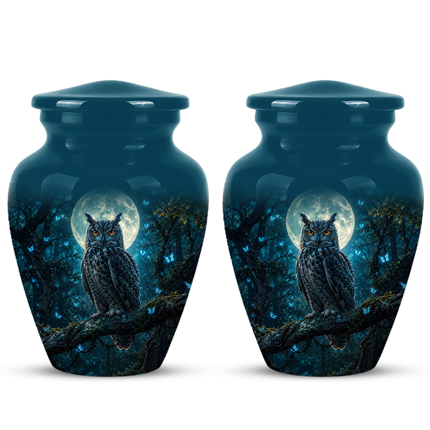 Majestic Horned Owl Burial Urn - Moonlight Owl Funeral Urns For Ashes