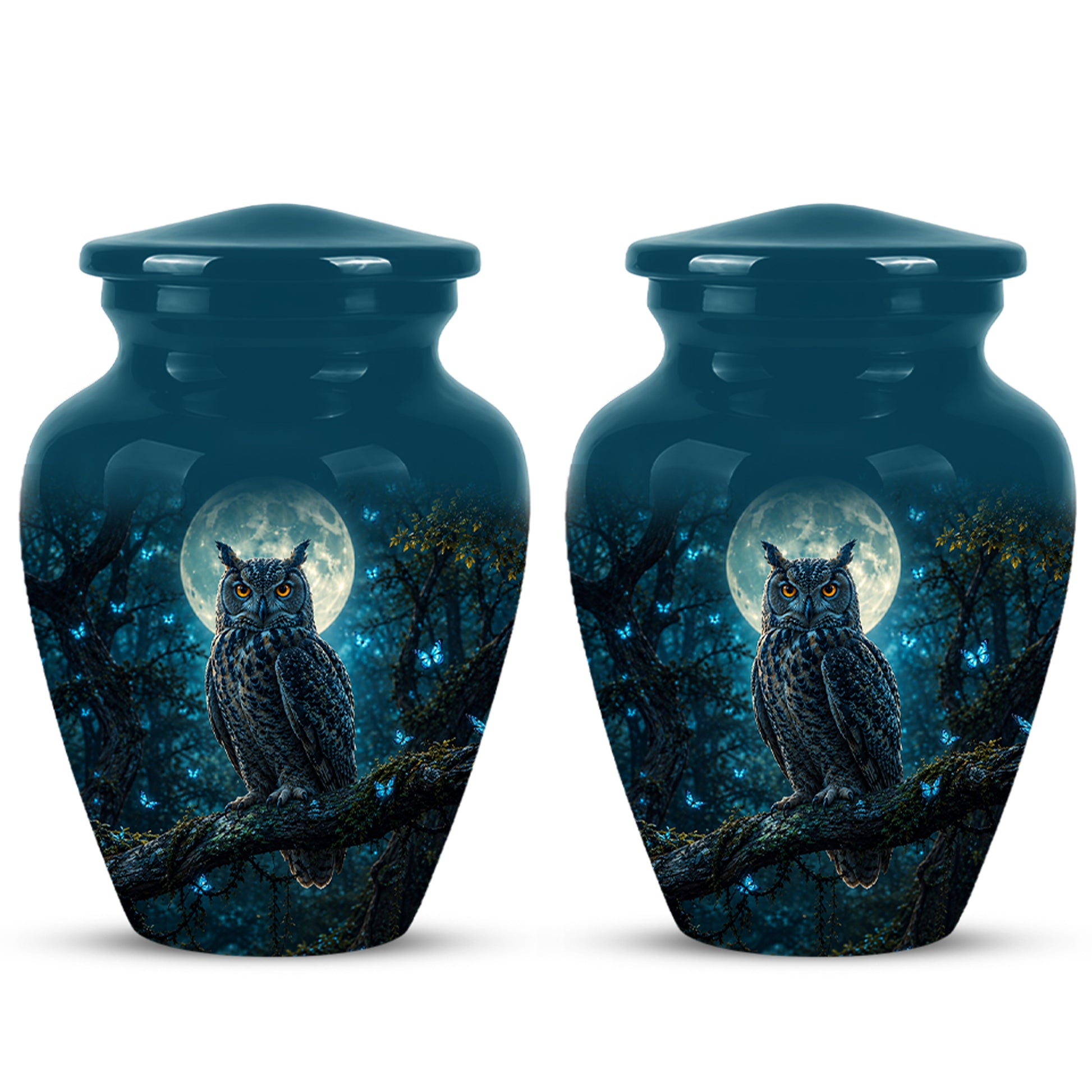 Majestic Horned Owl Burial Urn - Moonlight Owl Funeral Urns For Ashes