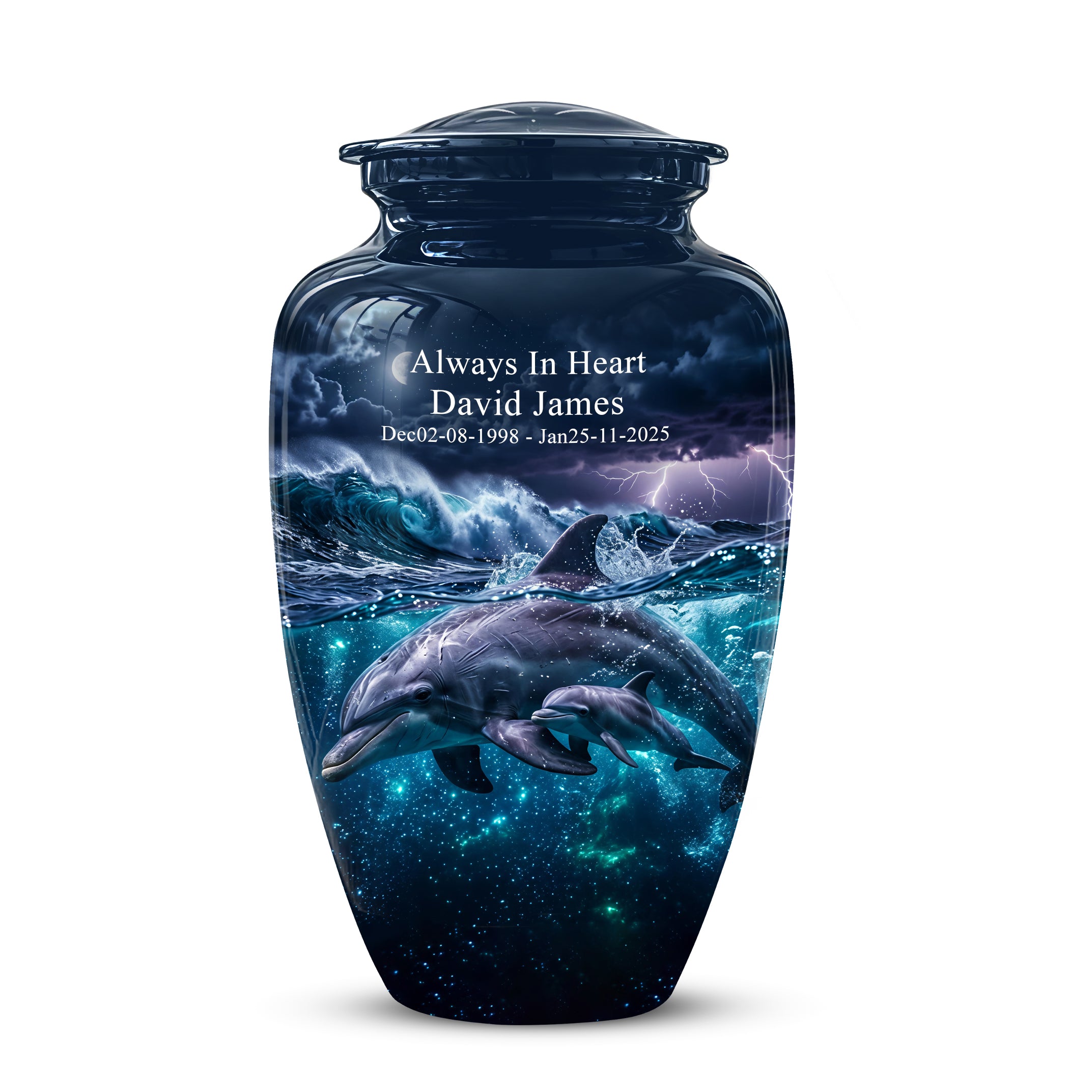 Dolphin Cremation Urn for Ashes –  Beautiful Ocean Storm Memorial Art