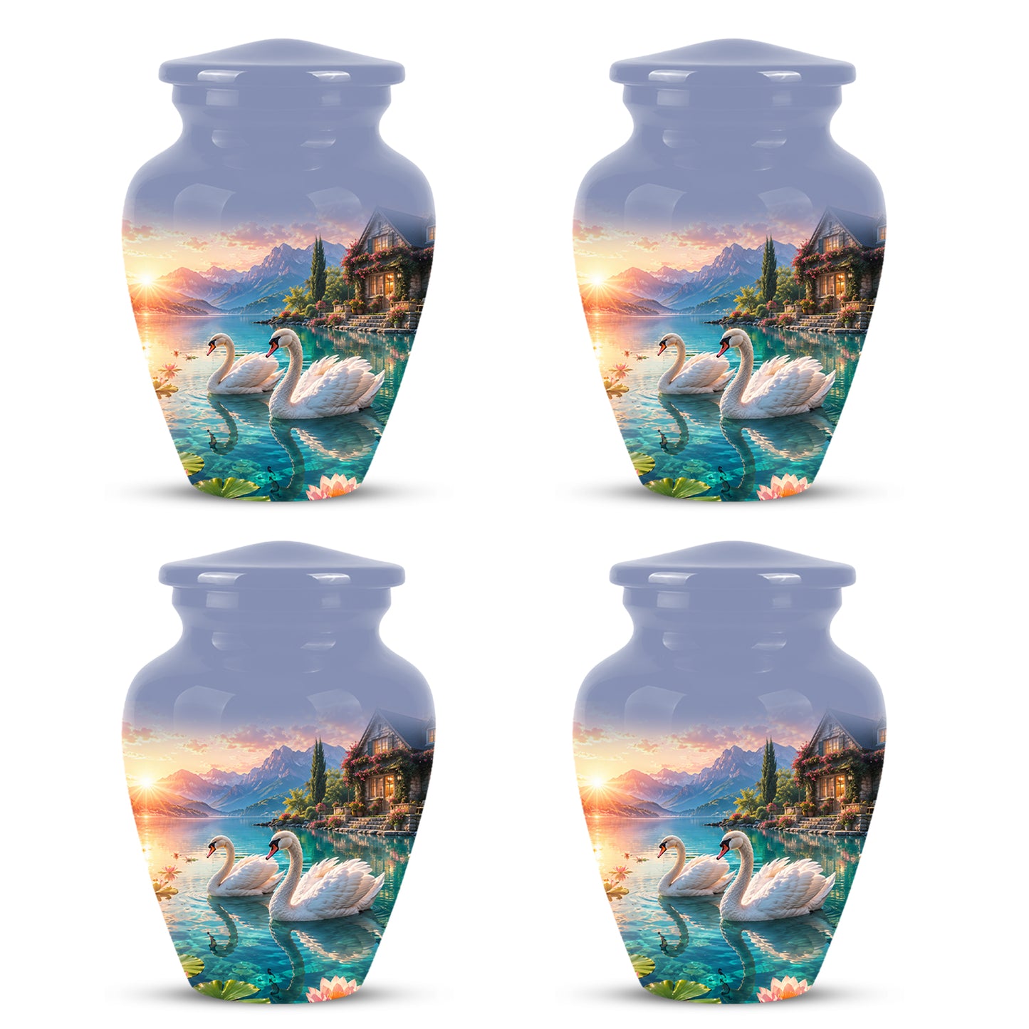 Couple Swan Themed Urn - Artistic Handcrafted Burial Urns For Humans