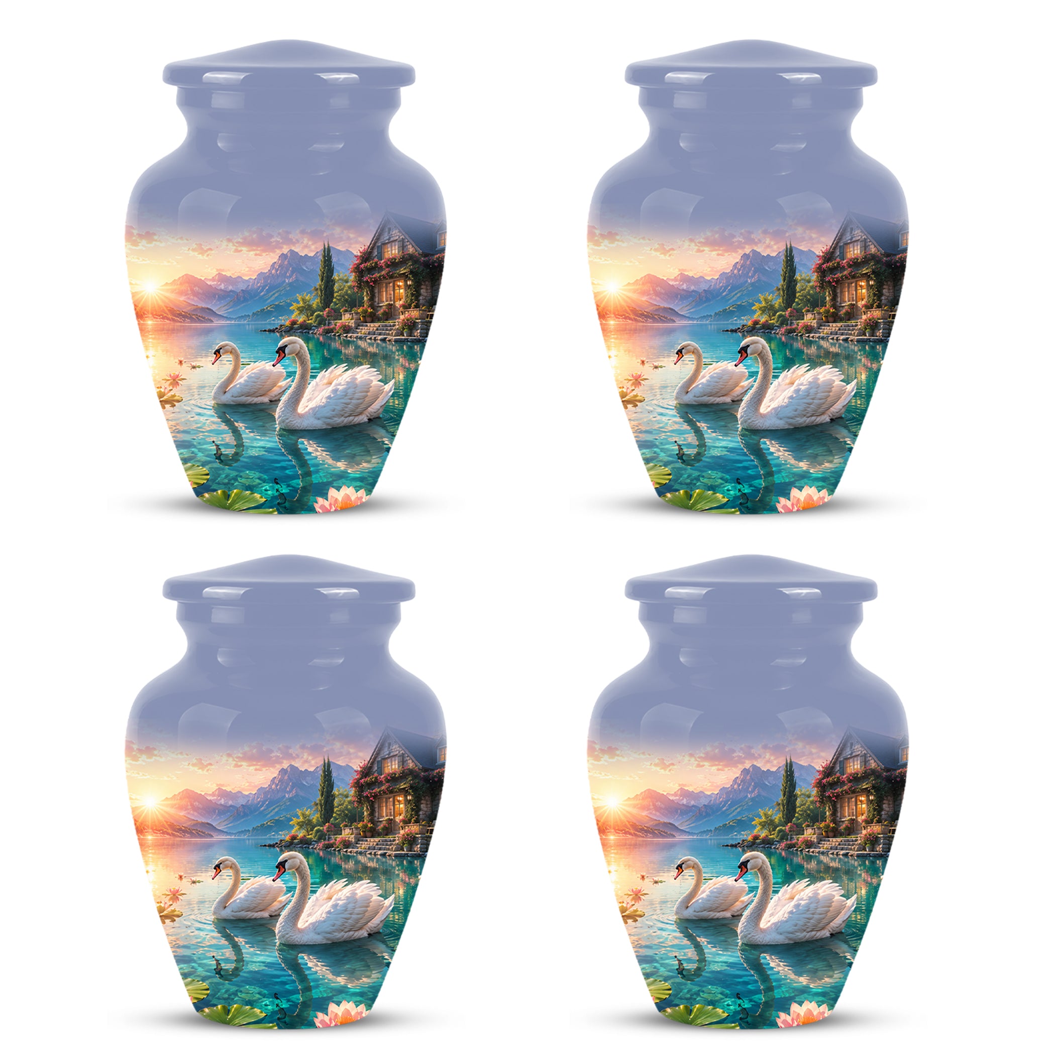 Couple Swan Themed Urn - Artistic Handcrafted Burial Urns For Humans