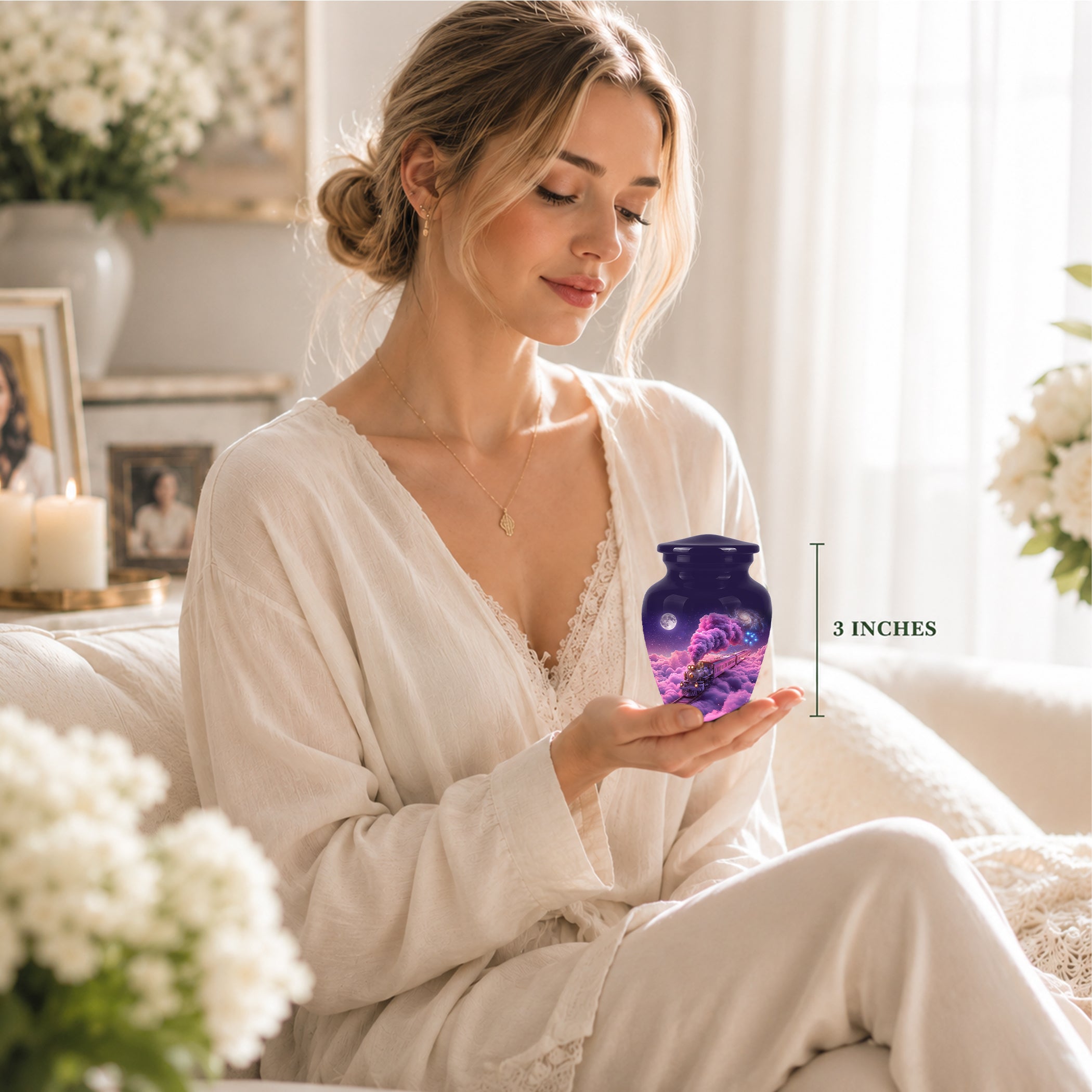 Fantasy Train Cremation Urn – Purple Cloud Memorial Urns For Human Ashes
