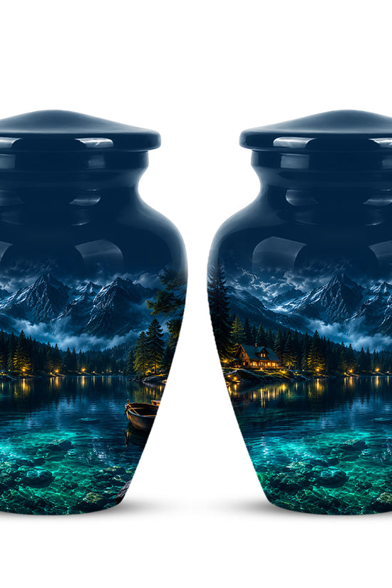 Mountain Lake Cremation Urn - Night Landscape Urns For Human Ashes