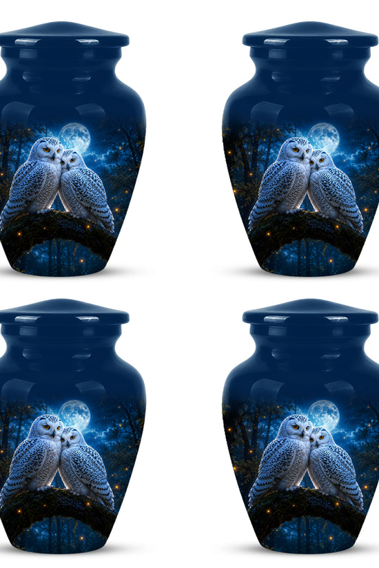 Snowy Owls Cremation Urn - Moonlight Owl Funeral Urns For Human Ashes