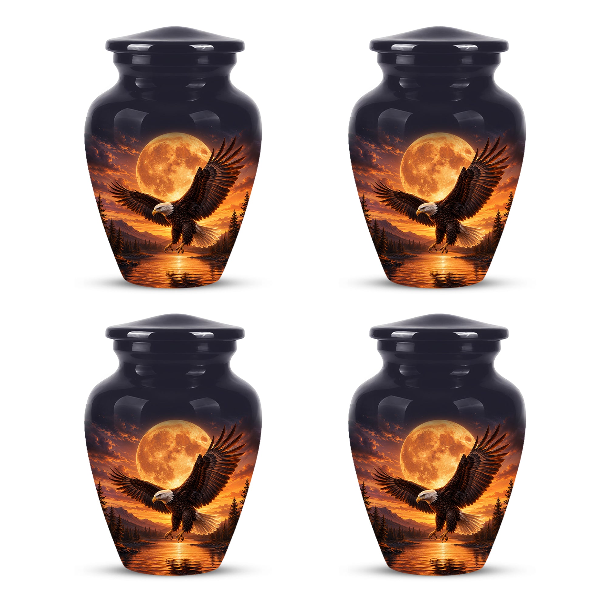 Personalized Flying Eagle Cremation Urn - Celestial Moon Memorial Urns