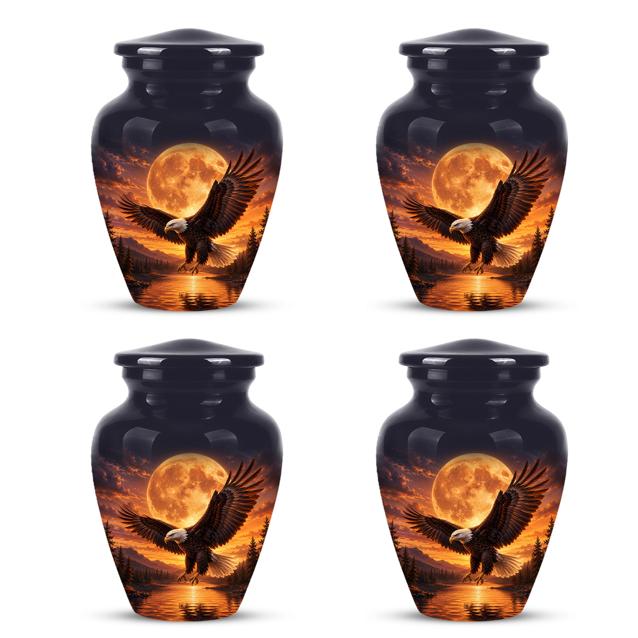 Personalized Flying Eagle Cremation Urn - Celestial Moon Memorial Urns