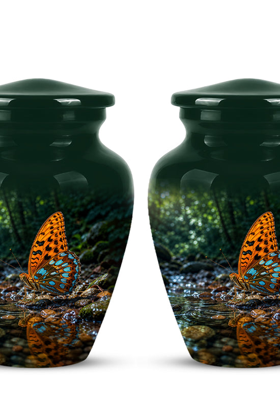 Orange Butterfly Memorial Urn - Personalized Memorial Urns For Ashes