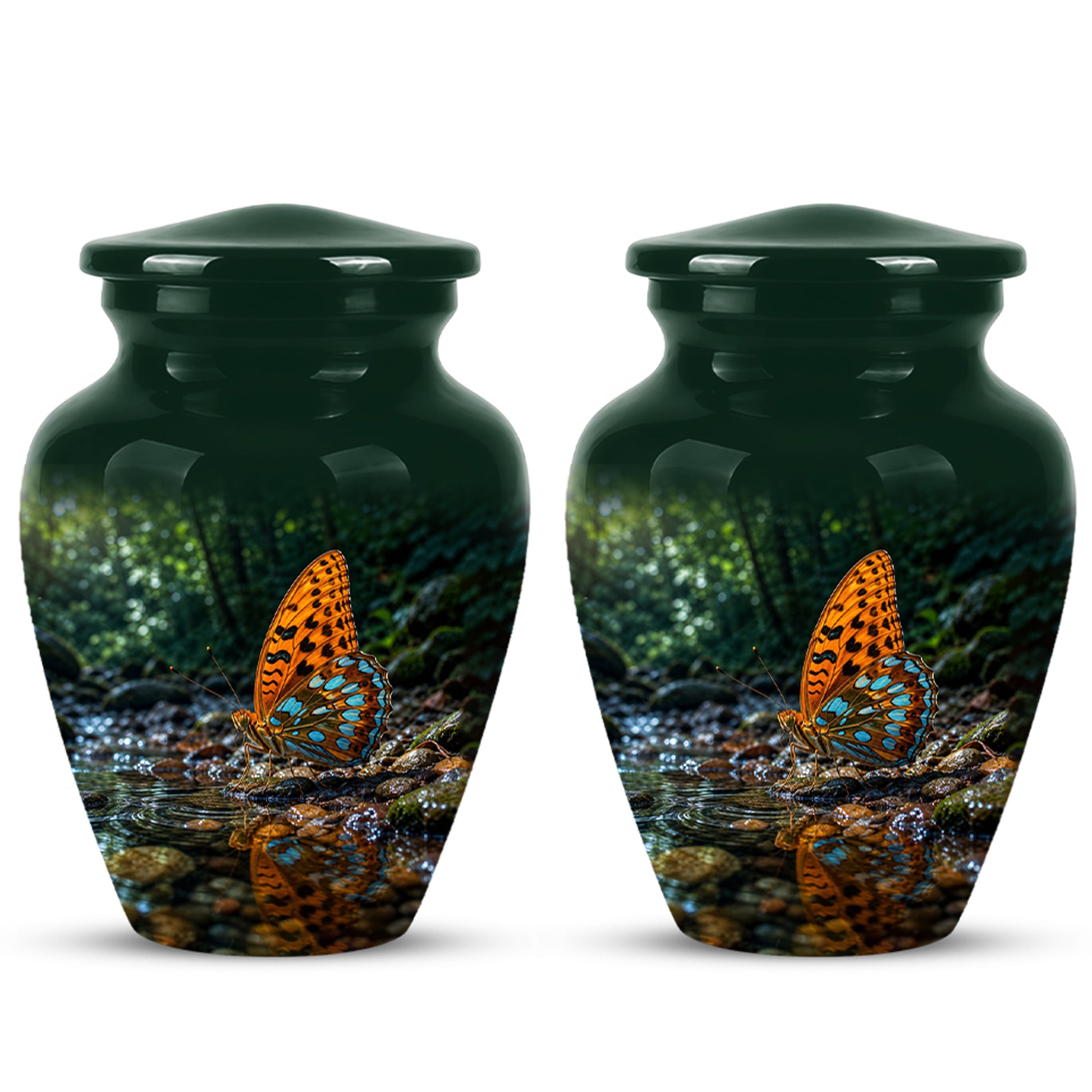 Orange Butterfly Memorial Urn - Personalized Memorial Urns For Ashes