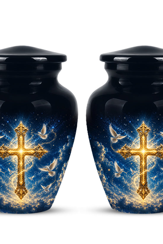 Golden Cross Cremation Urn – Celestial Urns For Men & Women Ashes