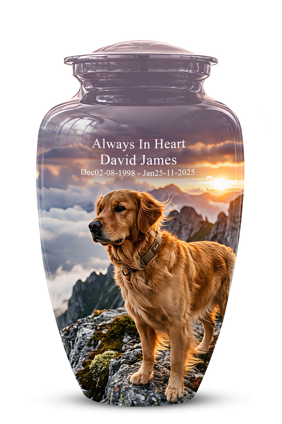 Golden Retriever Themed Urn - Handcrafted Custom Urn For Pet Dog Ashes