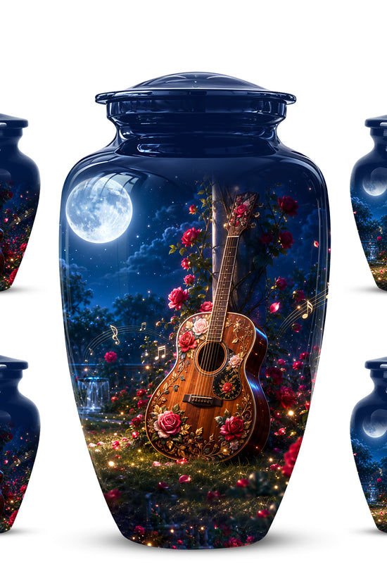 Starry Guitar Memorial Urn - Artistic Funeral Urns For Musicians Ashes
