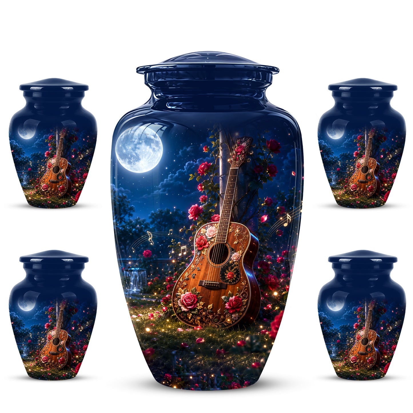 Starry Guitar Memorial Urn - Artistic Funeral Urns For Musicians Ashes