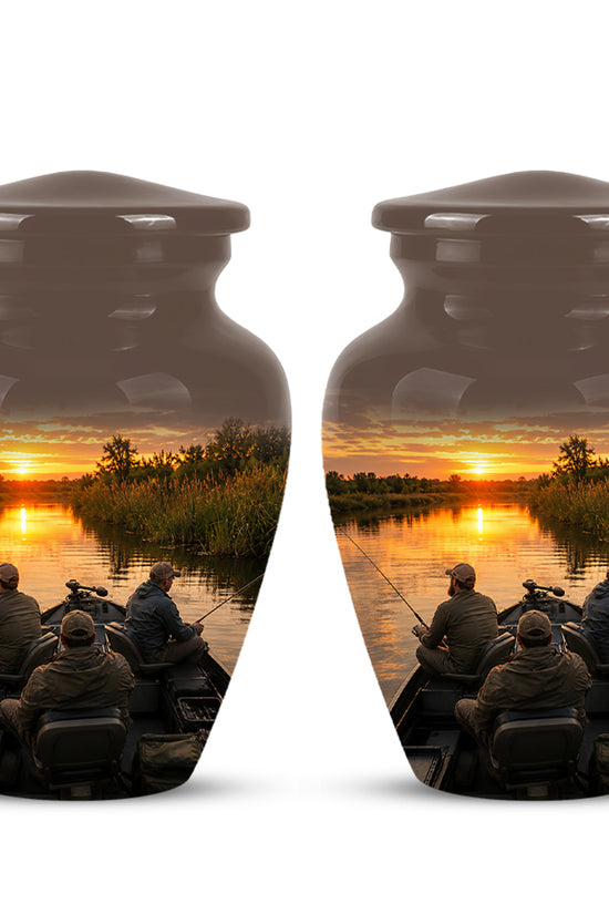 Fisherman Sunset Cremation Urn - Personalized Burial Urns For Ashes