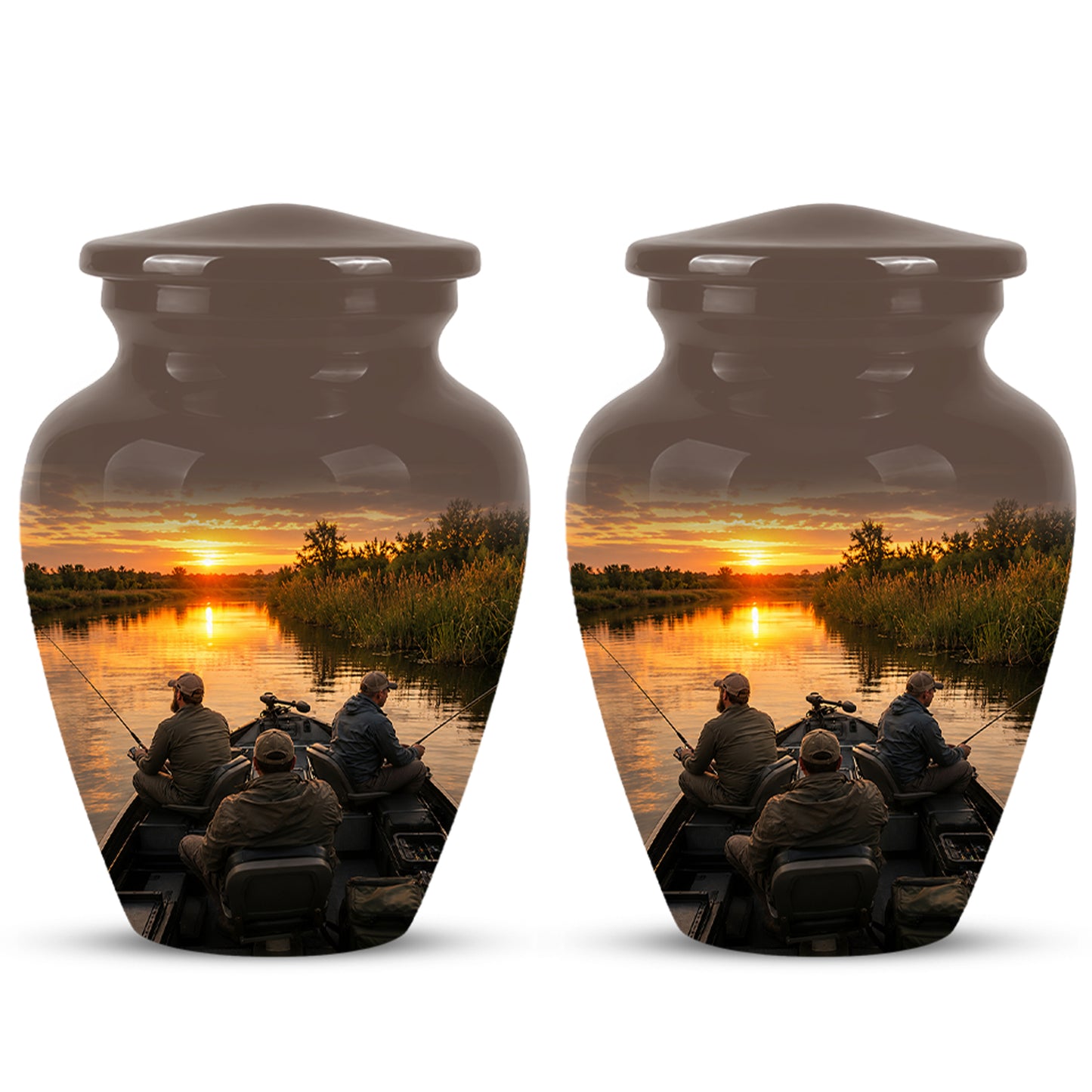 Fisherman Sunset Cremation Urn - Personalized Burial Urns For Ashes
