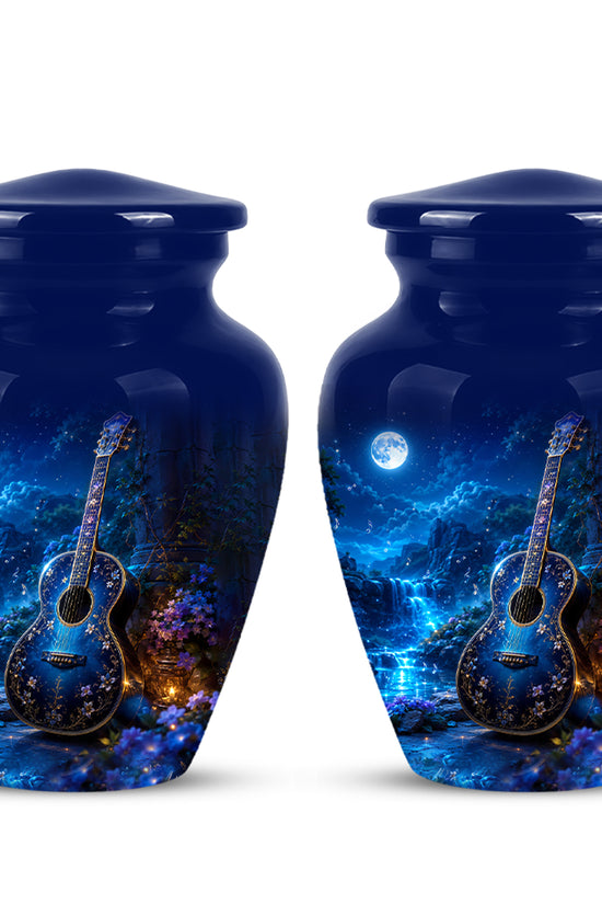 Blue Guitar Moonlight Urn - Beautiful Artistic Urns For Music Lovers