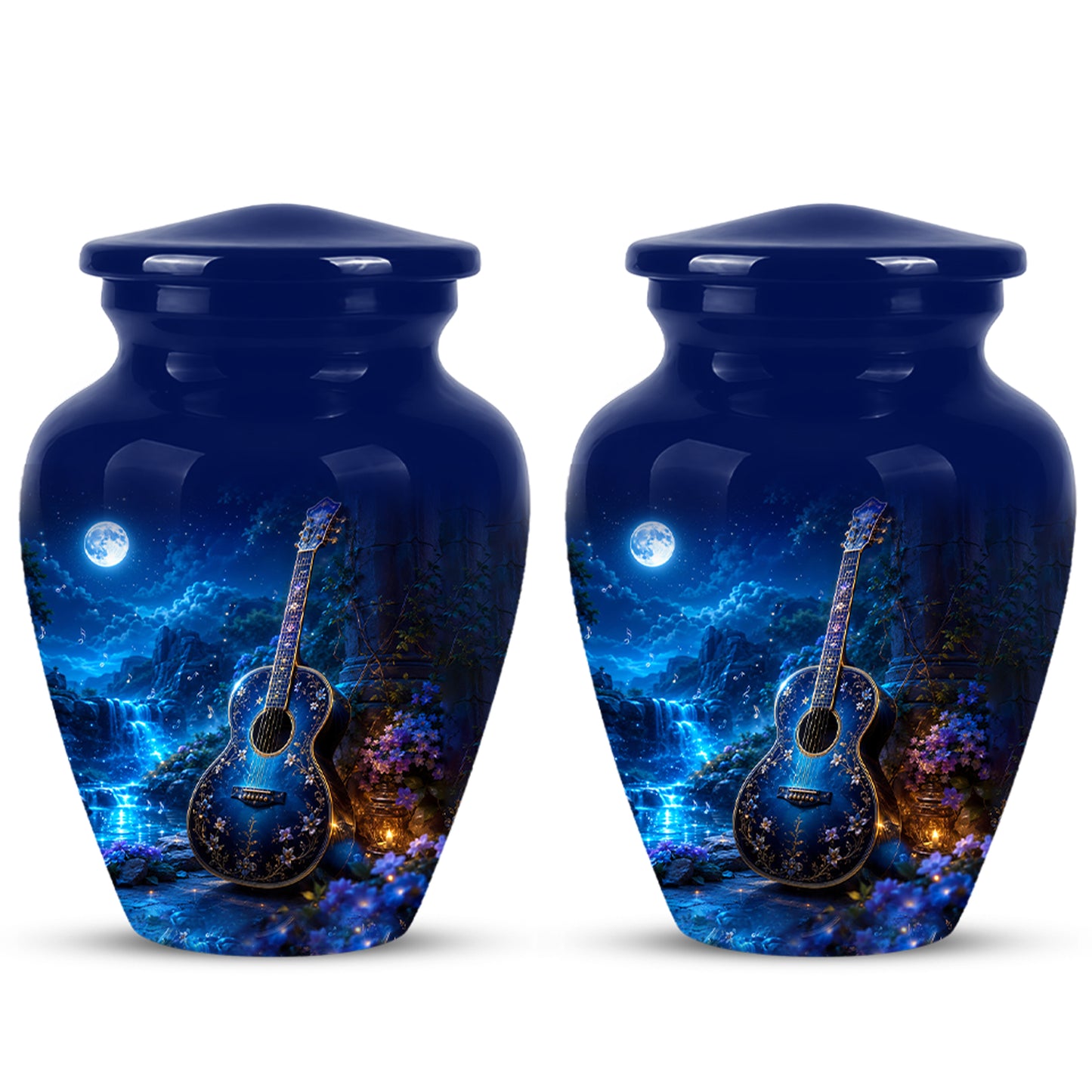 Blue Guitar Moonlight Urn - Beautiful Artistic Urns For Music Lovers
