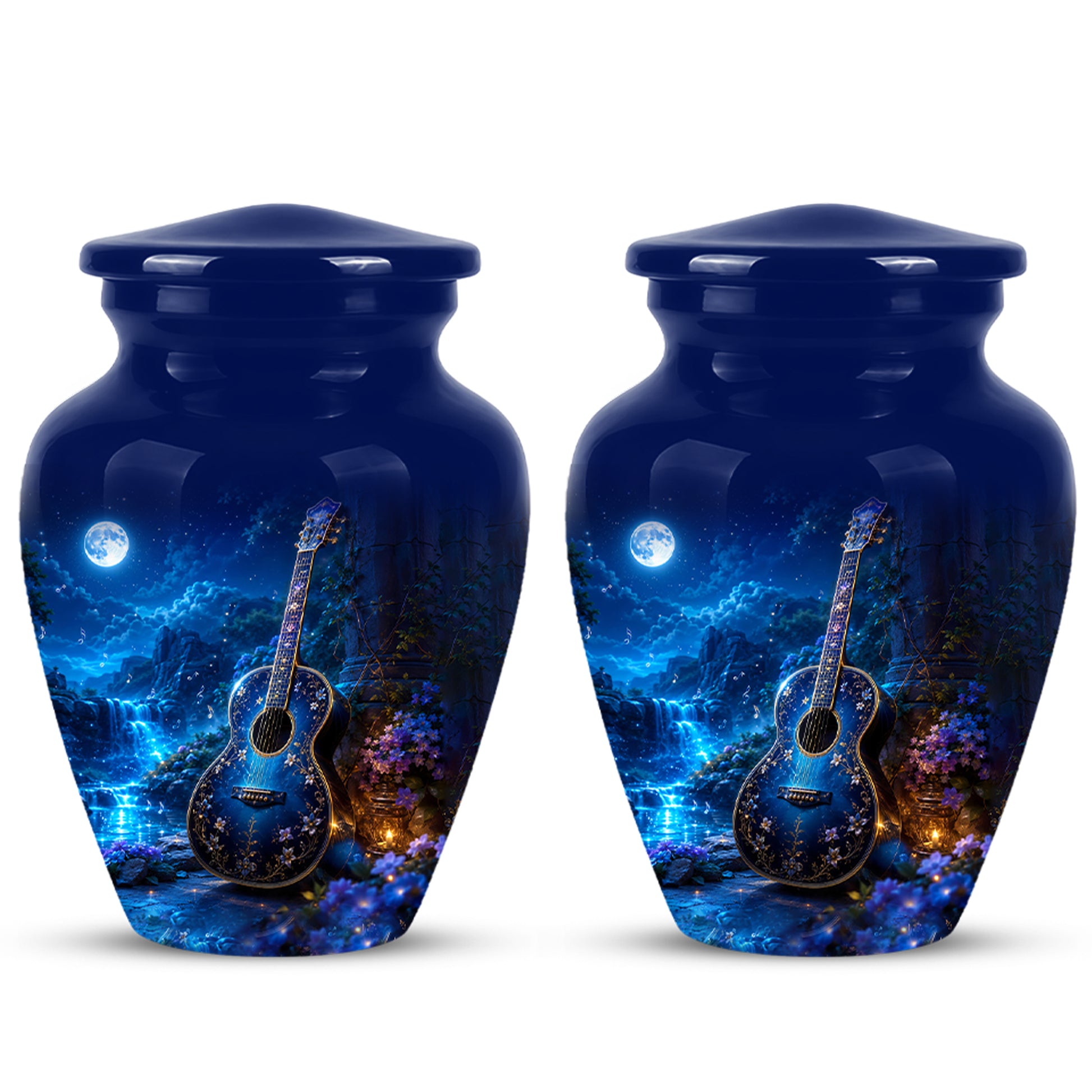 Blue Guitar Moonlight Urn - Beautiful Artistic Urns For Music Lovers