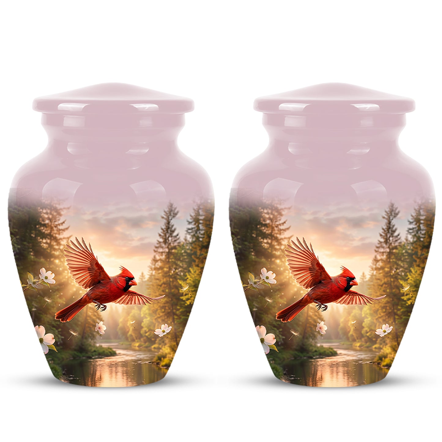 Red Flying Cardinal Bird - Personalized Memorial Urn For Human Ashes