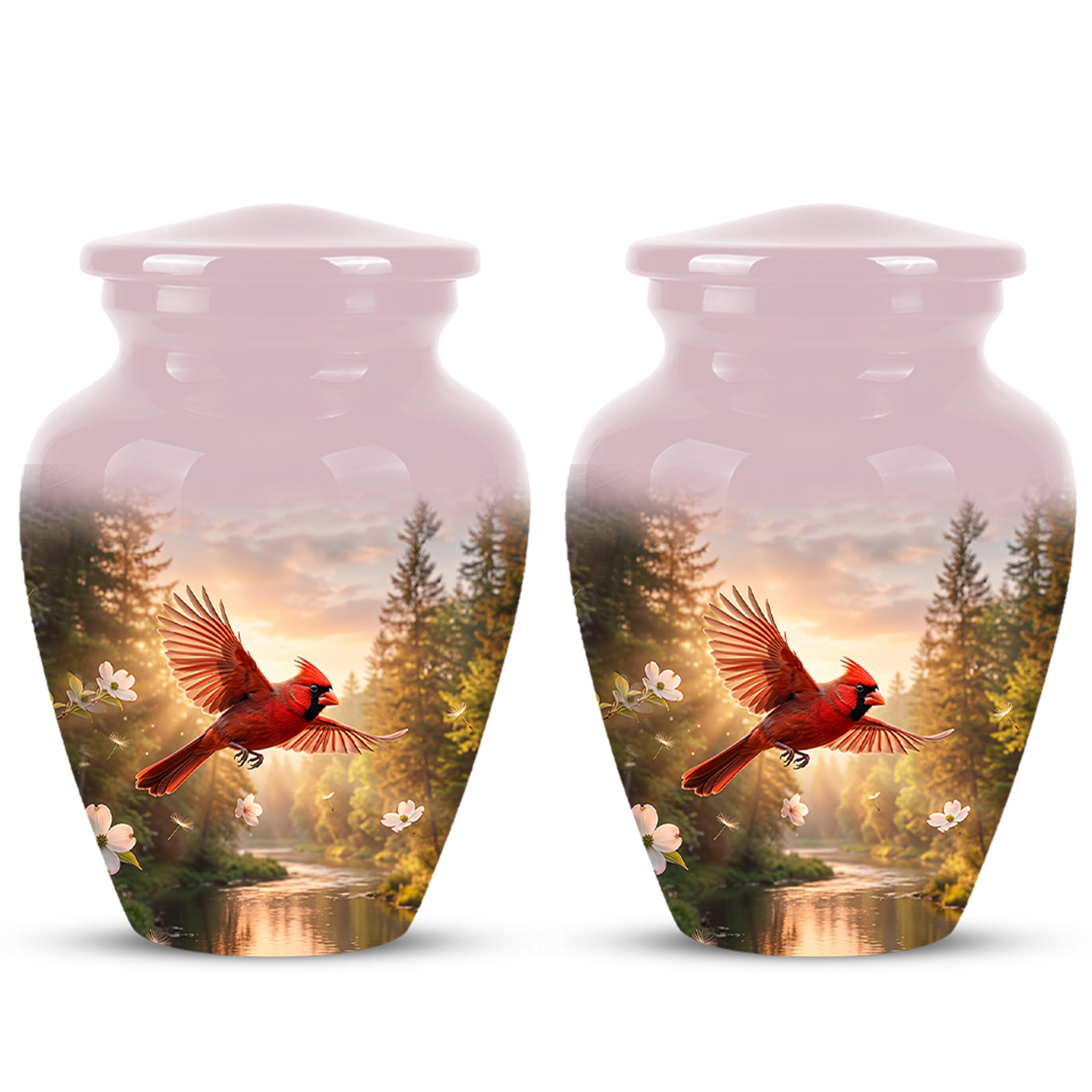 Red Flying Cardinal Bird - Personalized Memorial Urn For Human Ashes