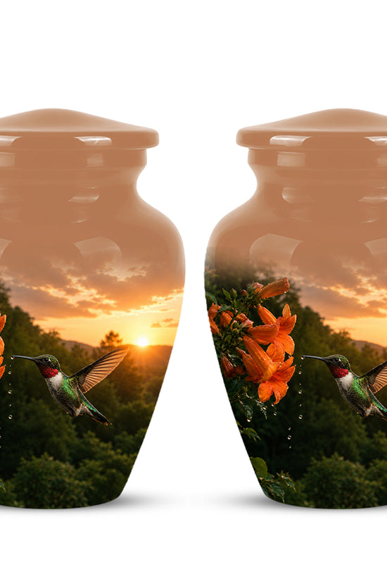 Hummingbird Memorial Urn - Custom Sunset Scenic Urns For Human Ashes