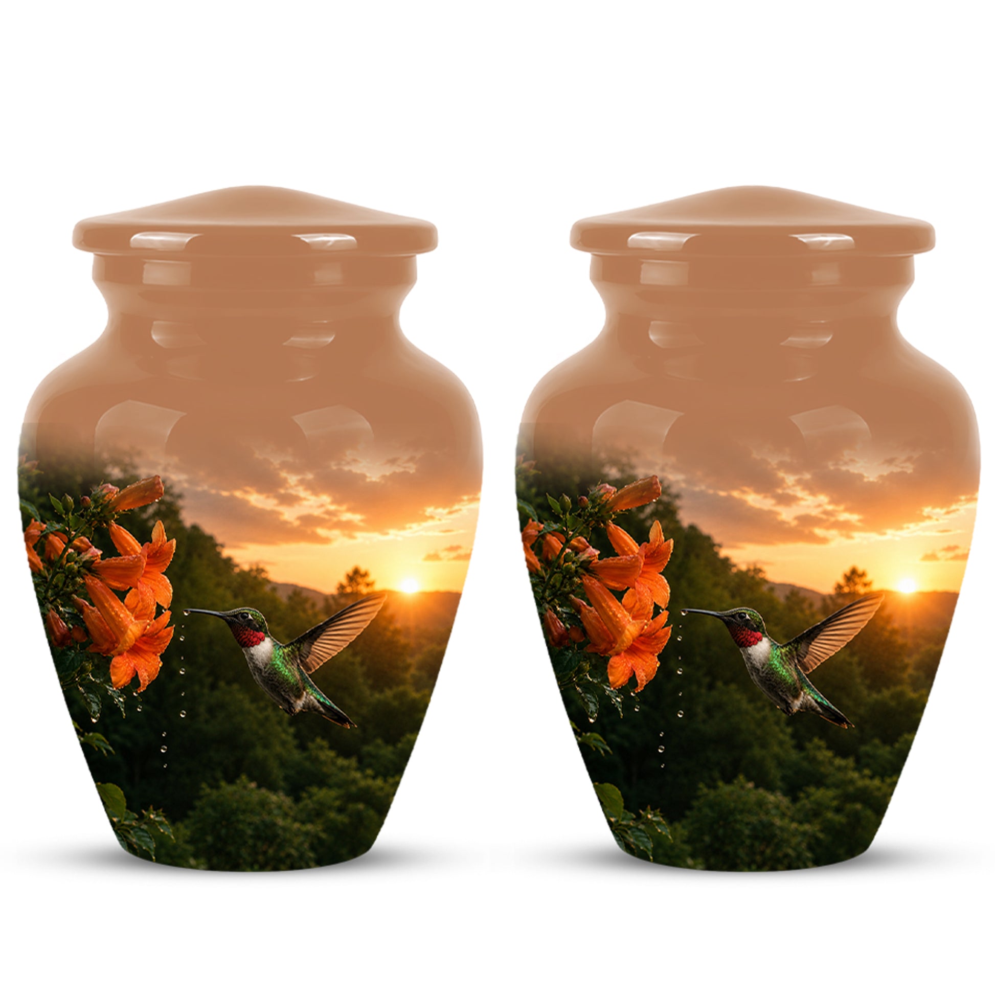 Hummingbird Memorial Urn - Custom Sunset Scenic Urns For Human Ashes