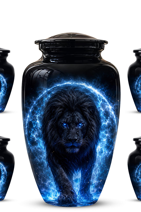 Black Lion Cremation Urns - Personalized Memorial Urns For Human Ashes