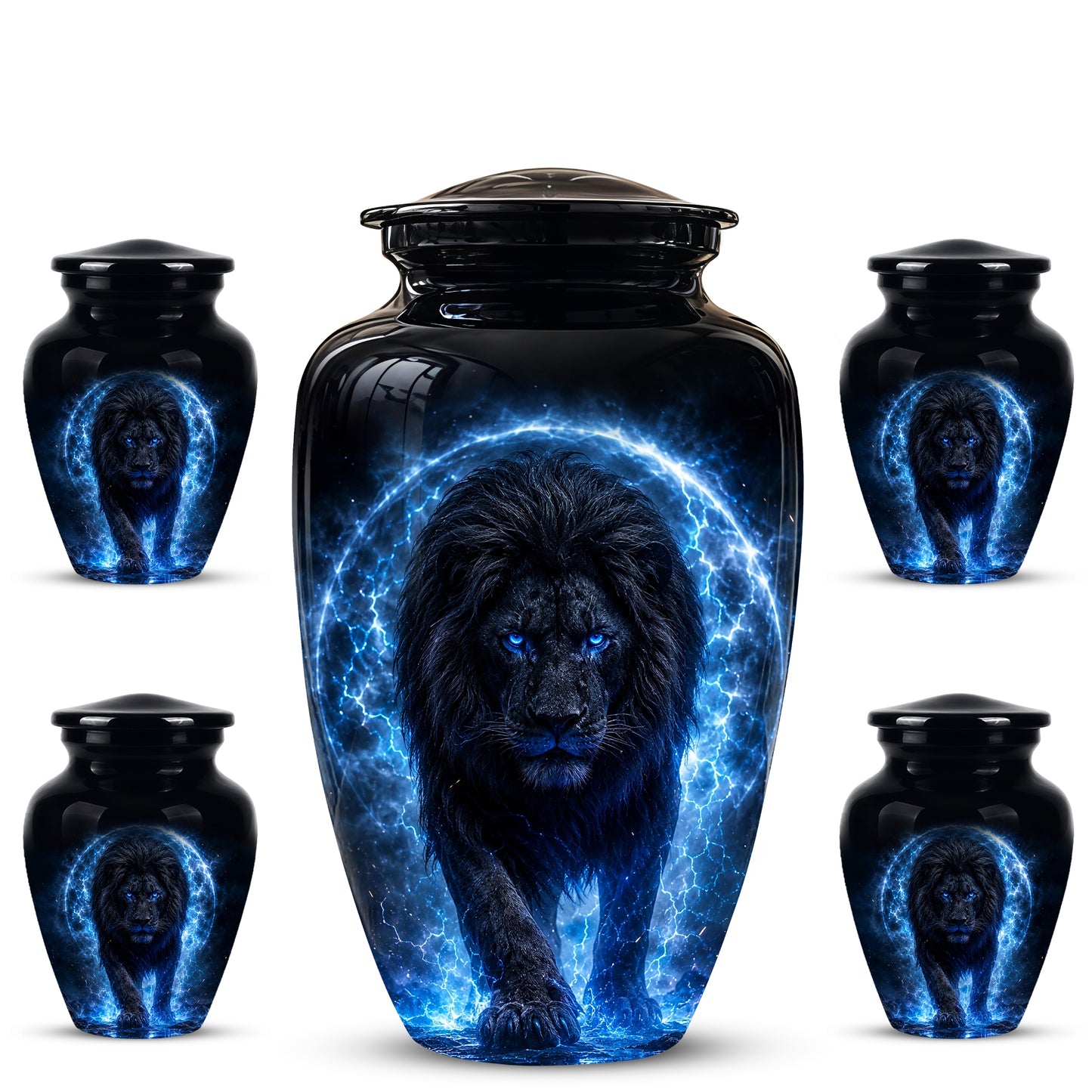 Black Lion Cremation Urns - Personalized Memorial Urns For Human Ashes