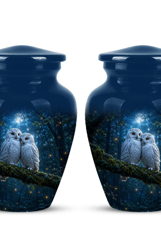 Starry Night Couple Owl Funeral Urn - Owl Funeral Urns For Loved Ones