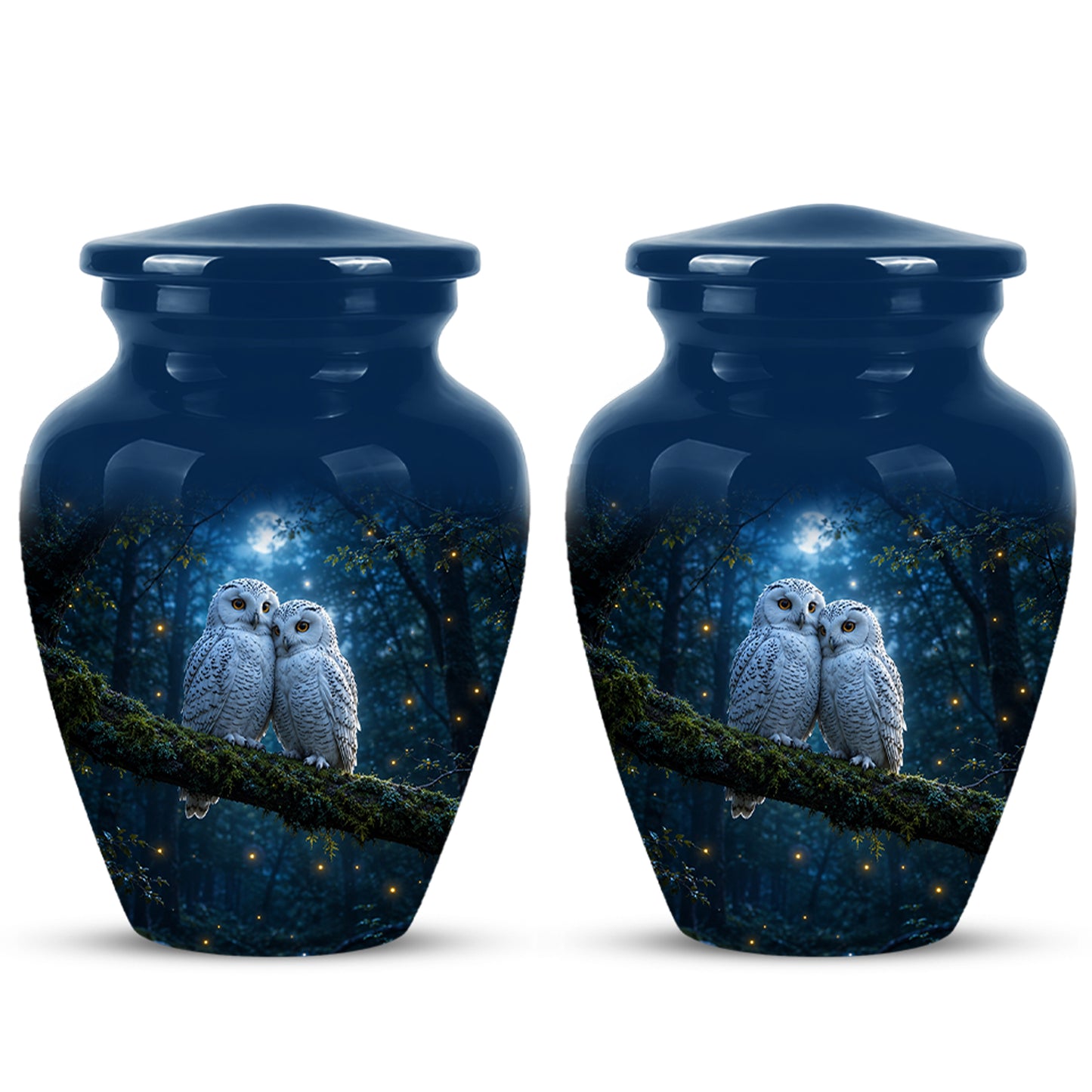 Starry Night Couple Owl Funeral Urn - Owl Funeral Urns For Loved Ones
