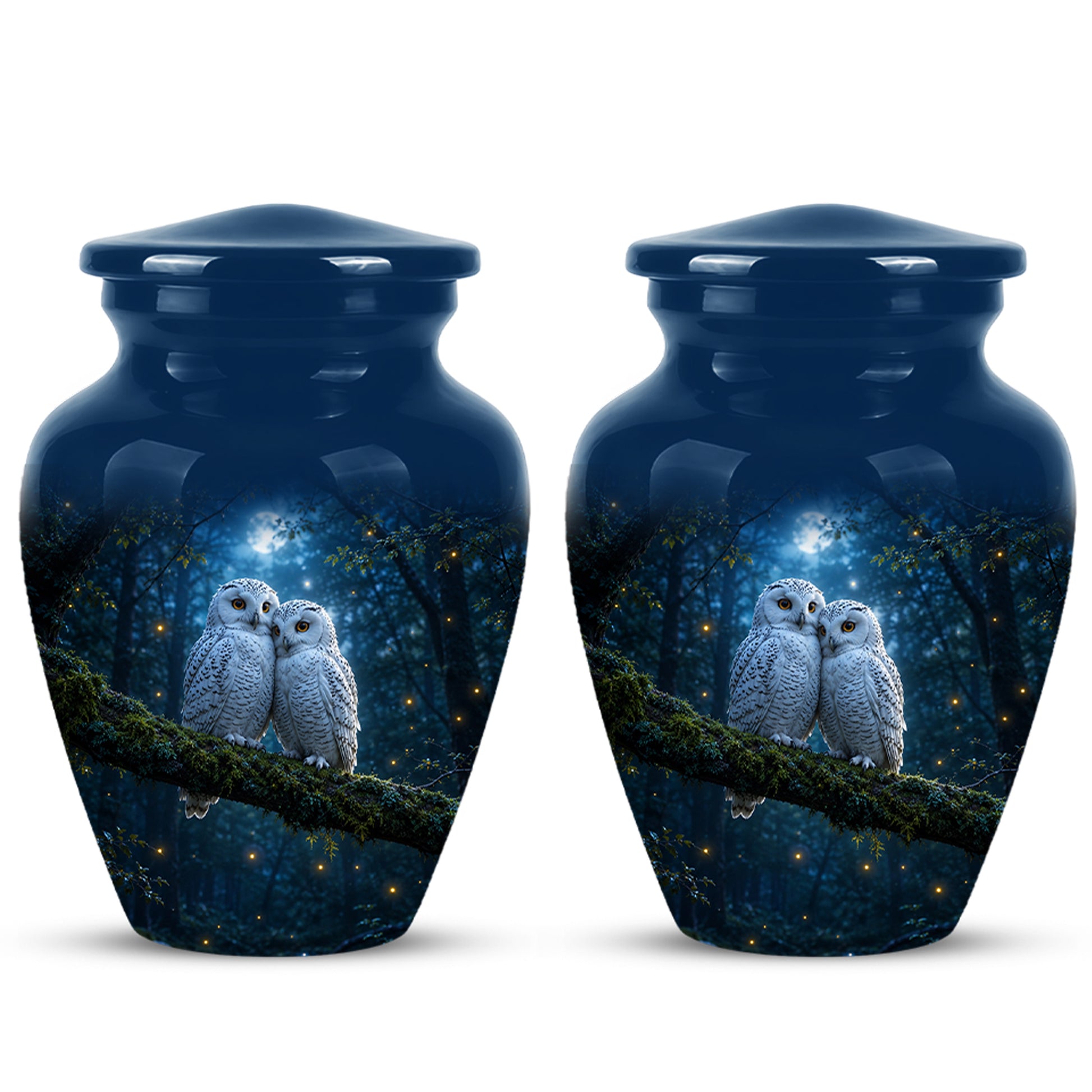 Starry Night Couple Owl Funeral Urn - Owl Funeral Urns For Loved Ones
