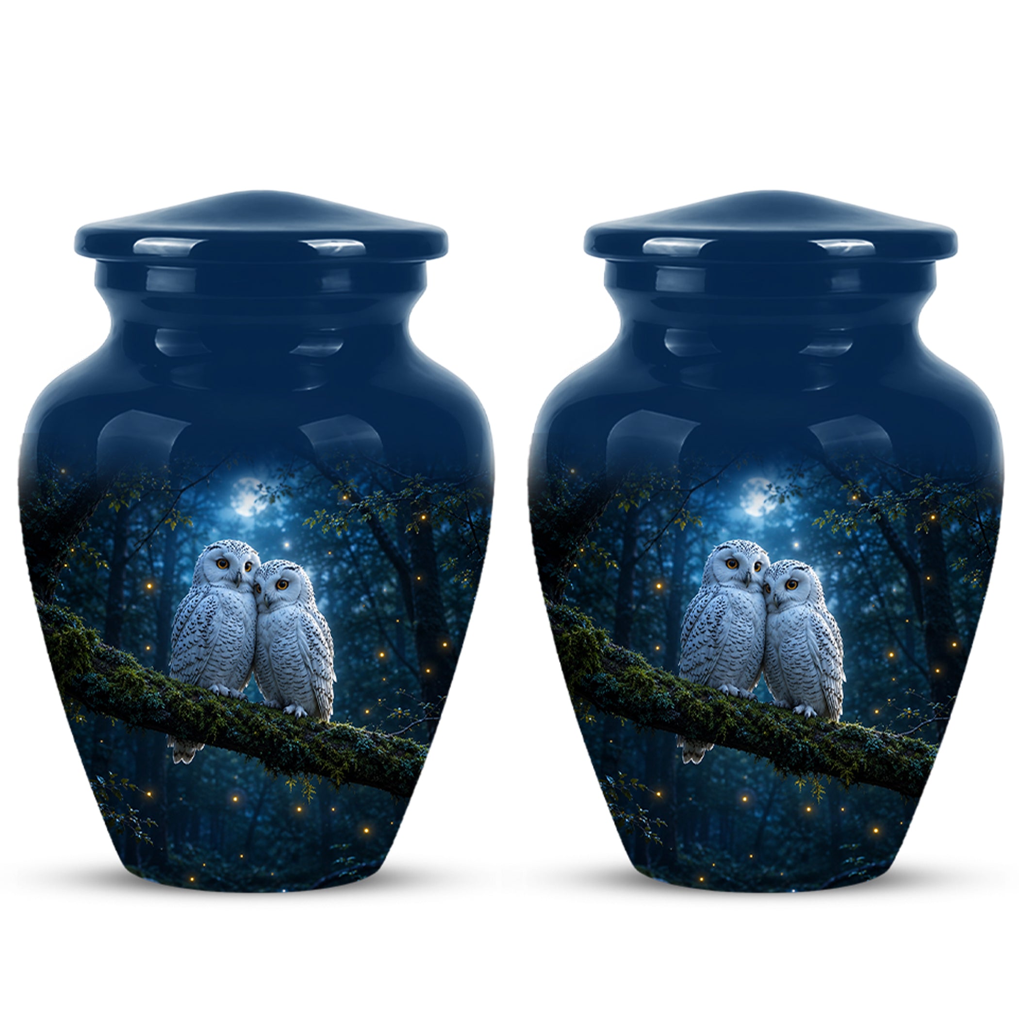 Starry Night Couple Owl Funeral Urn - Owl Funeral Urns For Loved Ones