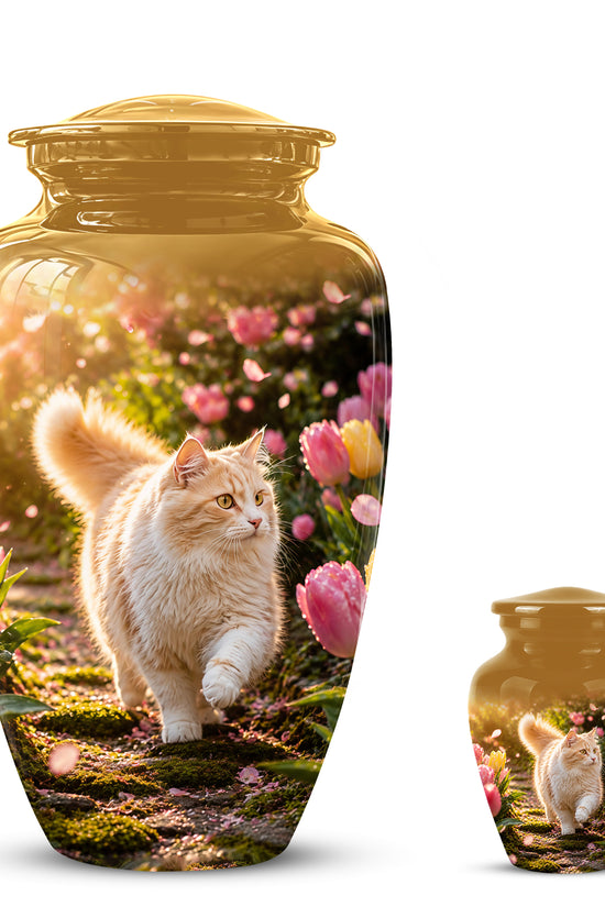 Brown Cat Cremation Urn - Custom Handcrafted Burial Urns For Pet Ashes