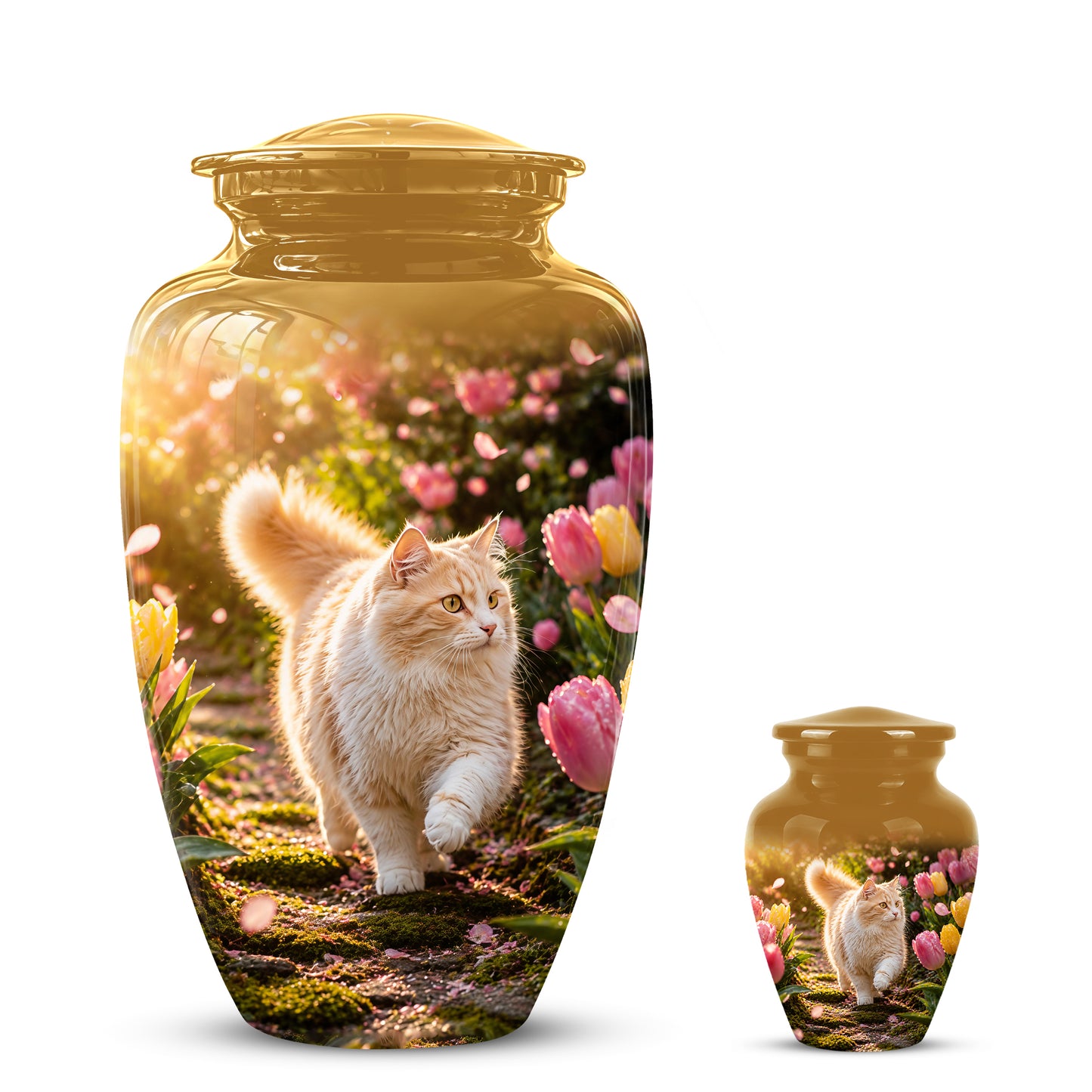 Brown Cat Cremation Urn - Custom Handcrafted Burial Urns For Pet Ashes