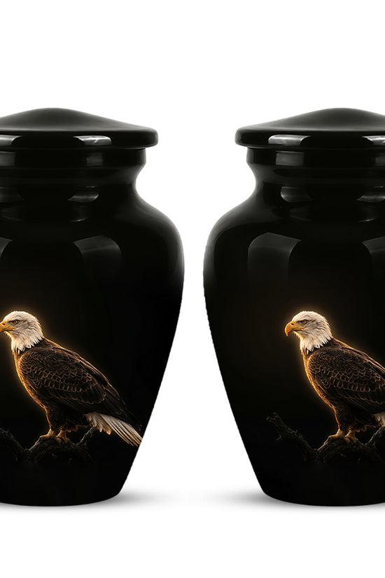 Bald Eagle Cremation Urn - Personalized Black Urns For Human Ashes