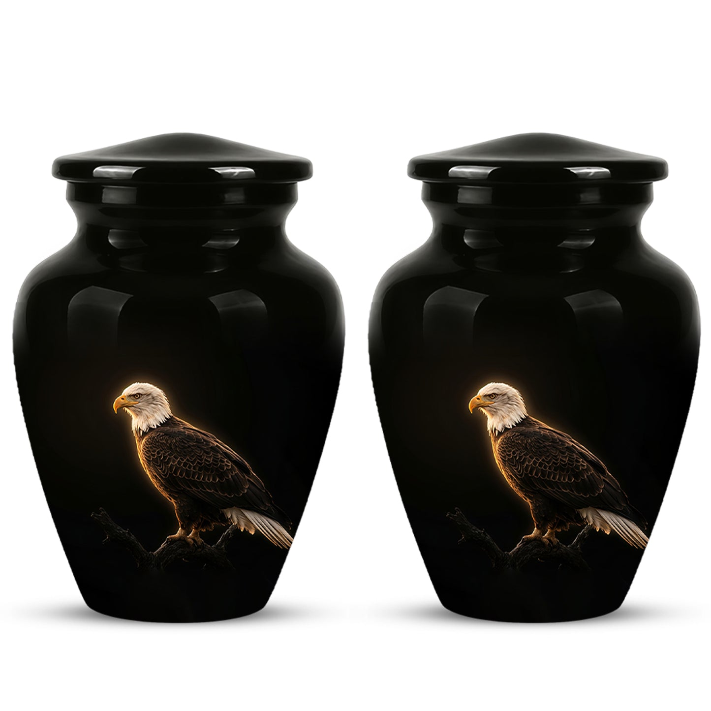Bald Eagle Cremation Urn - Personalized Black Urns For Human Ashes