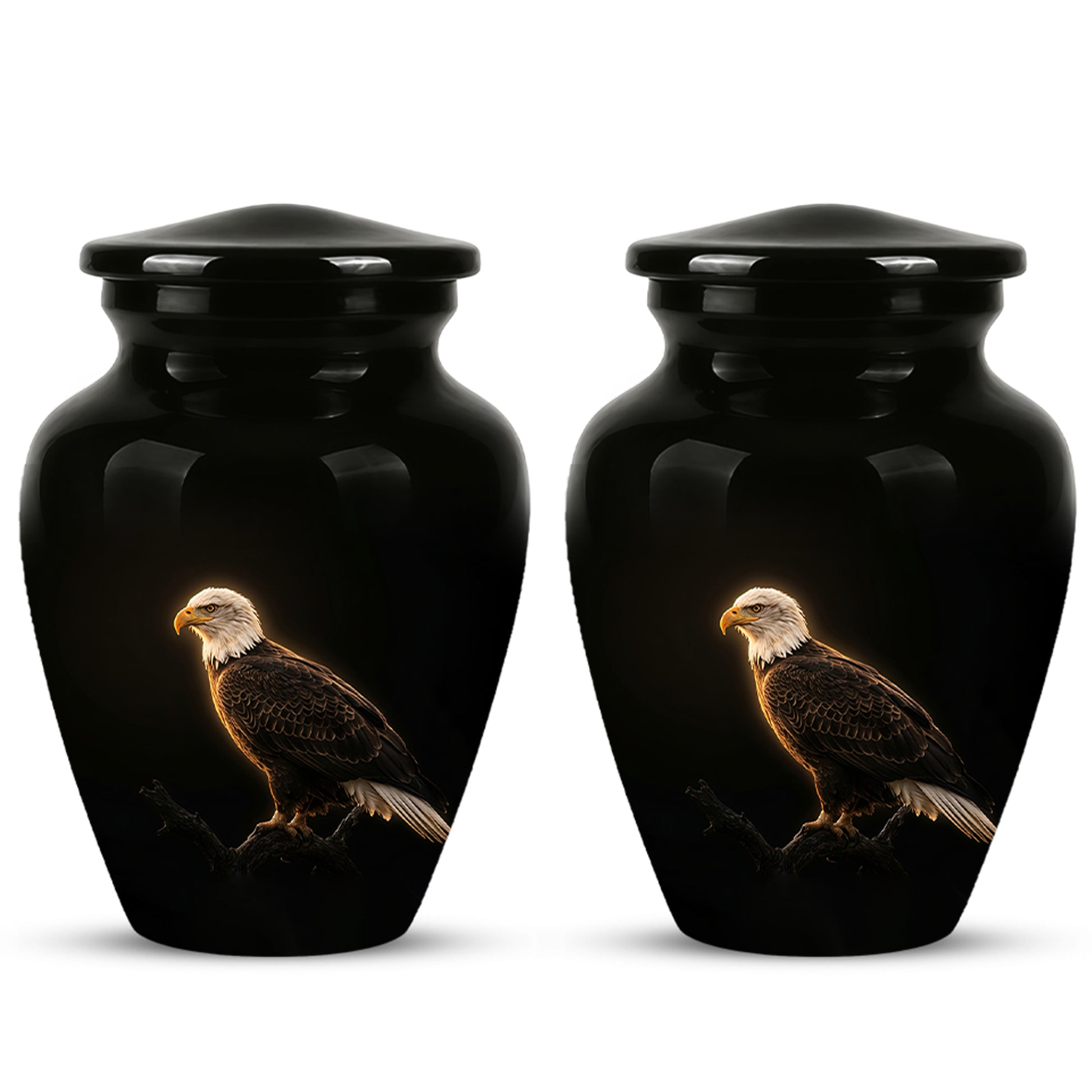 Bald Eagle Cremation Urn - Personalized Black Urns For Human Ashes